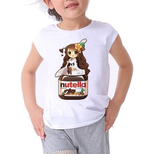Cute t shirt for girls clothes nutella children clothing tshirt girl cute cartoon print graphic t shirts funny kids clothes boys