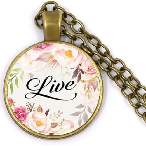 Create Faith Dream Love Believe Laugh Hope Bible Verses Nursery Verse Necklace Fashion Jewelry Religion Pendant Christian