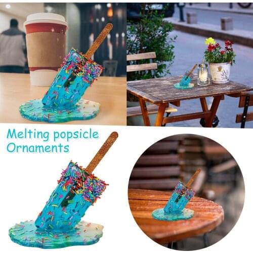 Melting Lollipop Resin Sculptures Summer Cool Lollipop Crafts Statues Home Decor Popsicle Desktop Ornament Figurine Present