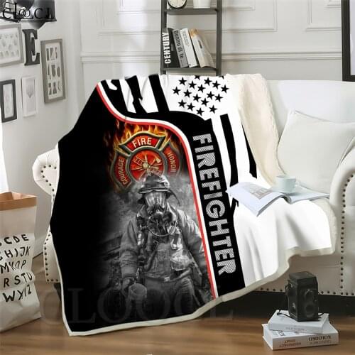 Thick Blanket Firefighter Firemen Printed Adult Kid Quilt for Bedding Cover Sofa Travel Office Character Throw Blanket