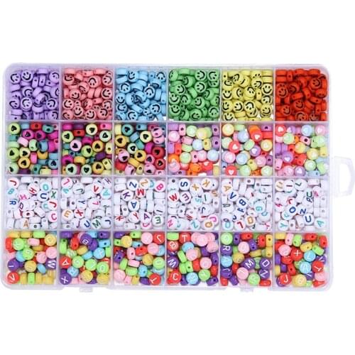 DIY Creative Children Gift Handmade Colorful Smile Beaded Girl Toys Puzzle Letters Beads Set Crafts Bracelet Jewelry Making