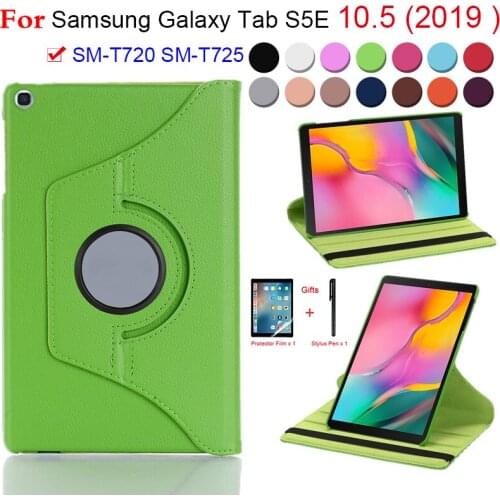 Smart Rotating PU Leather Case for Samsung Galaxy S5e SM-T720/T725 10.5" Tablet Funda Cover With Auto Sleep/Wake+Film+Pen