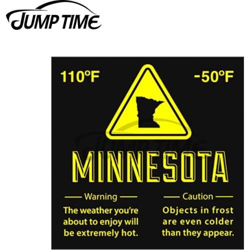 Jump Time 13 x 11.2cm For Minnesota Extreme Warning Funny Car Stickers Vinyl Car Wrap Scratch-proof Window Trunk Decal