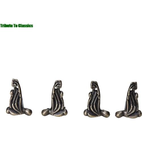 4PCS High quality Antique Brass Jewelry Gift Box Wood Case Decorative Feet Leg Mental Corner Protector Bronze 36*20mm