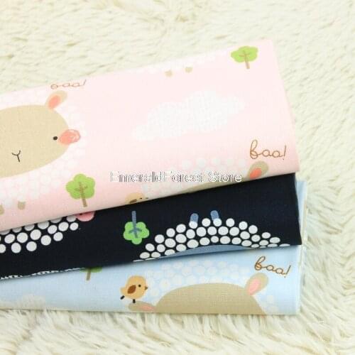 High quality thick cotton cloth cute animal sheep printing cloth Manual DIY bag clothing fabric cotton 90cmx110cm