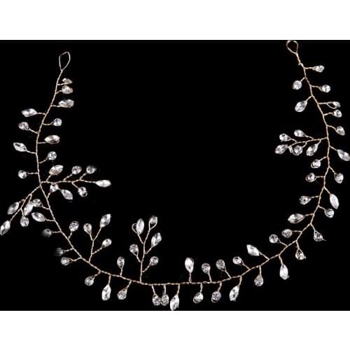 SLBRIDAL Clear Crystals Rhinestones Wedding Hair Vine Bridal Headpiece Headband Hair Accessories Bridesmaids Headdress Women