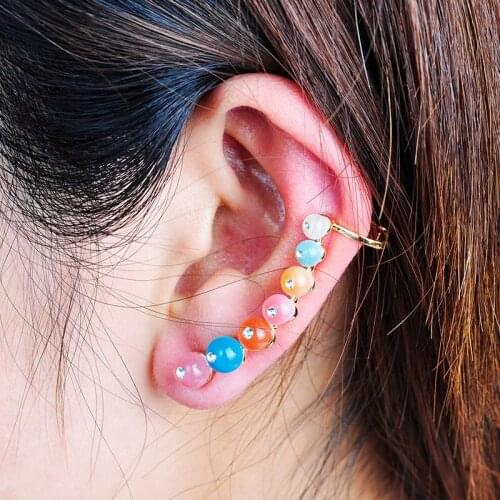 Blucome One Piece Fashion Colorful Opal Stud Earrings Crystal Alloy Ear Accessories For Women Girls Party Personality Jewelry