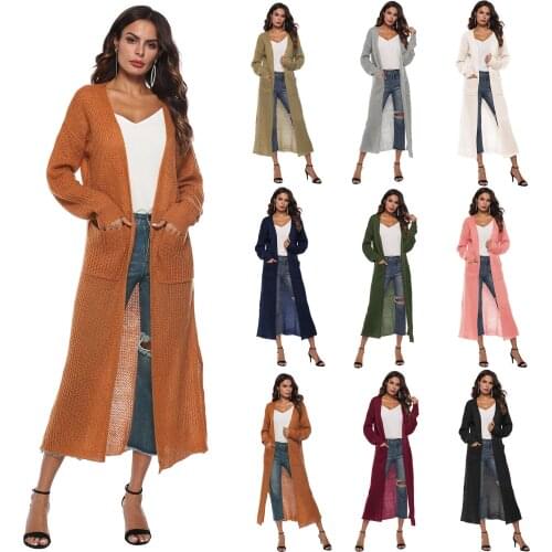 Women Sweater Cardigan Long Coat Autumn Winter Loose Irregular Cardigan Lady Fashion Knitted Sweater Long Sleeve Cardigan Female