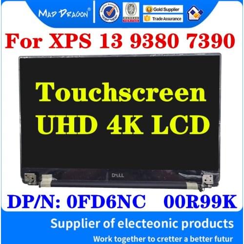 New Original 0FD6NC FD6NC 00R99K 0R99K For Dell XPS 13 9380 7390 13.3" Touchscreen UHD 4K LCD Display Complete Assembly Silver