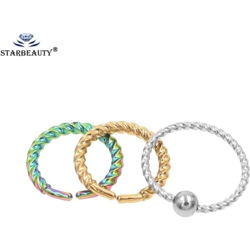 1Pc Surgical Stainless endless earring 1.2*8mm Segment Hinged Rings italy jewelry Nose Earrings Piercing Body Jewelry 16G