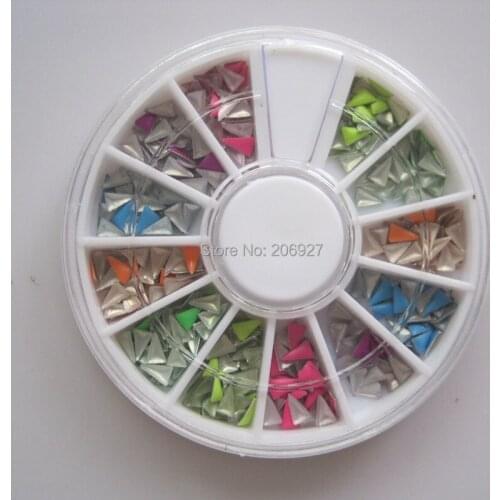 1PC OD-107 3D 3*5MM Neon Color Long Triangle Metal Decoration in wheel Shiny Nail Decoration Lovely Outlooking