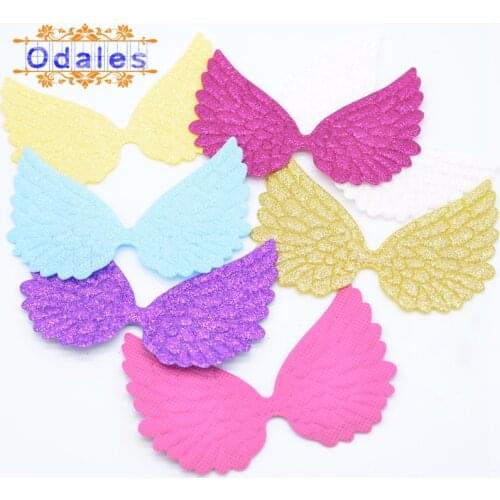 12Pcs/lots 100mm Angel Wing Appliques DIY Crafts Supplies Stick-on Scrapbooking Glitter Fabric Spirit Wing Cupid Wing Doll Wing