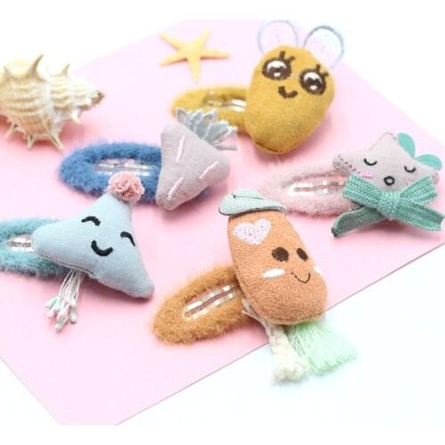 5 new products Korean winter plush hairpins solid color faux fur hairpins DIY girls hairpins fashion childrens fur accessories