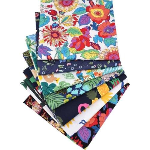 7PCS Pure Cotton Sewing Fabric Rainforest Plant Print DIY Quilt Fabric Patchwork For Easter Gift Sewing Crafts Party Supplies