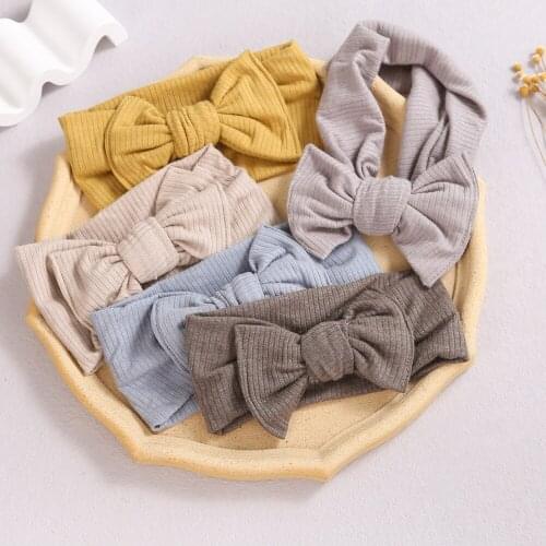9pcs/lot Baby Solid Color Elastic Soft Headband Fashion Accessories For 0-4 Years Old Bows Tie European American Style