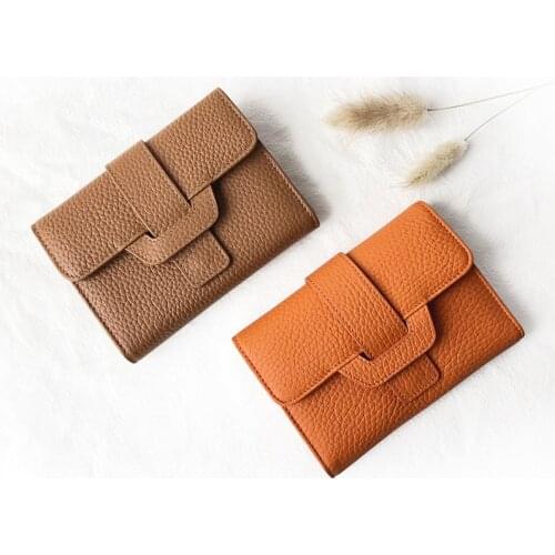 Bemoreal Womens Wallet Genuine leather short Luxury candy color leather wallet hasp ID card holder small ladies slim coin purse