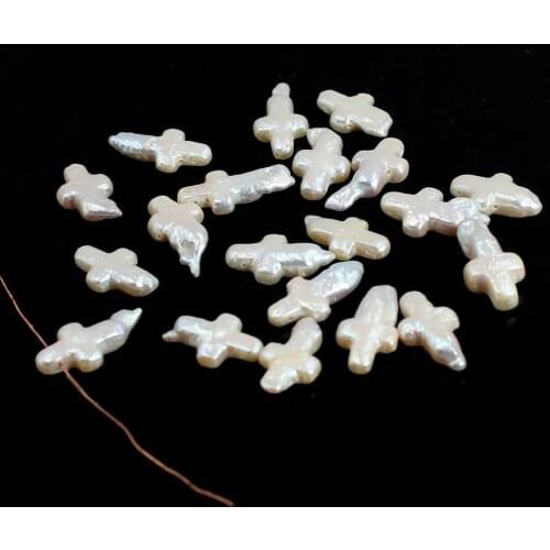 Free Shipping 20pcs 9x14mm White Cross Baroque Natural Pearl Loose Beads for Diy Earrings Pendant