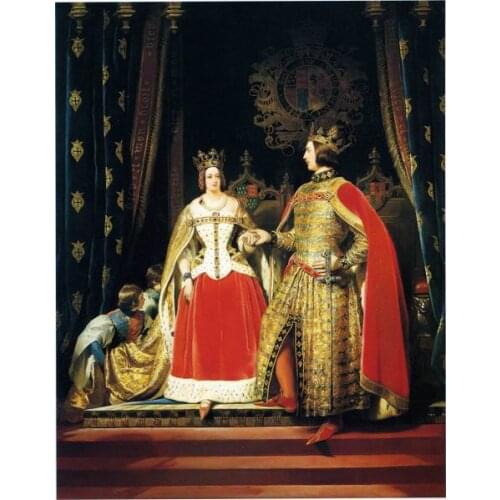 Free shipping classic court figure King queen portrait canvas prints oil painting printed on canvas wall art decoration picture