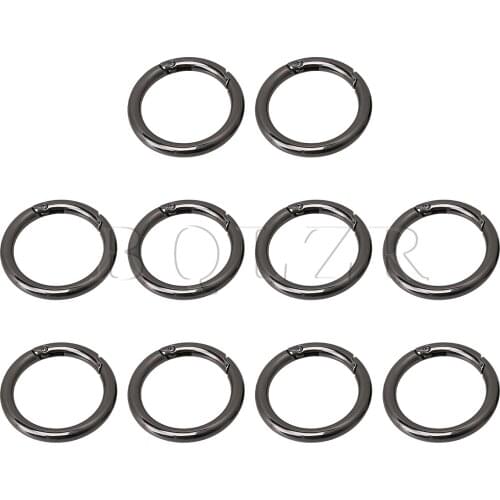 BQLZR 10PCS 49mm OD Nickle Black Round Spring Buckle Keychain for Bags 49x37mm