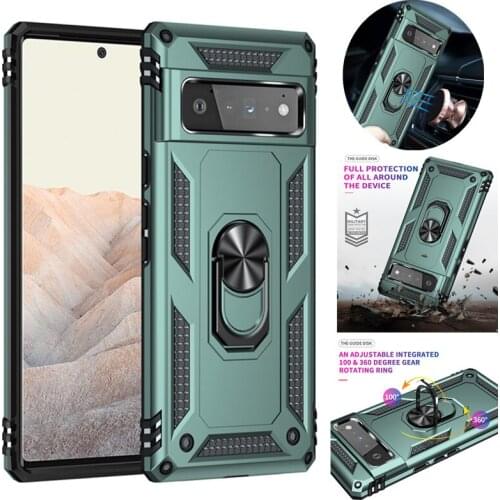 Kickstand Case For Google Pixel 6 Pro Pixel6 Shockproof Armor Magnetic Ring Silicone Bumper Phone Case For Pixel 5A Back Cover