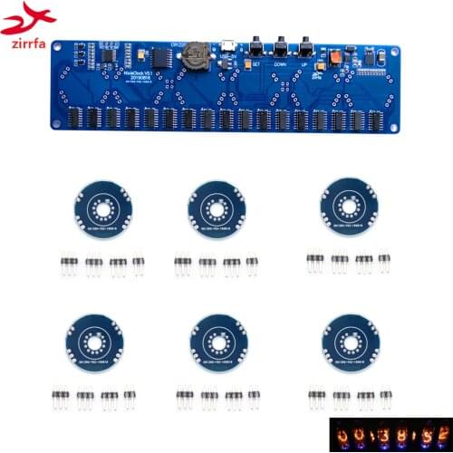 Zirrfa 5V Electronic DIY kit in8 in8-2 in12 in14 in16 in17 Nixie Tube digital LED clock gift circuit board kit PCBA, No tubes