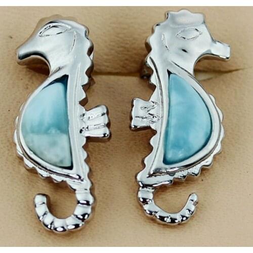 Fleure Esme Rave reviews Larimar earrings for women Jewelry & Accessories Romantic Style Women Jewelry Gift Rhodium Plated R3545