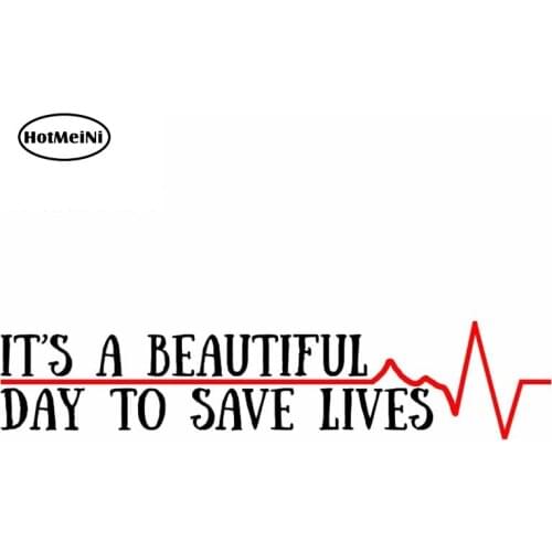 HotMeiNi 13cm x 3cm for Its Beautiful Day To Save Lives ECG Occlusion Scratch Motorcycle Windows RV Decal Anime Car Stickers