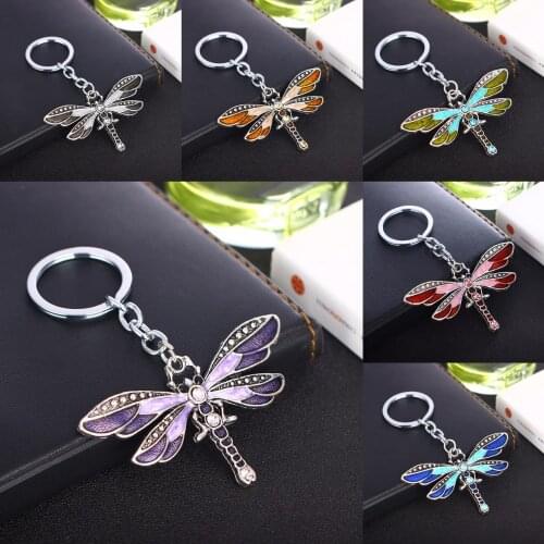Crystal Butterfly Keychain Bohemia Dragonfly Pendants Keyring Women Ladies Jewelry Gifts Animal Charms Key Chain Car Bags Keyfob