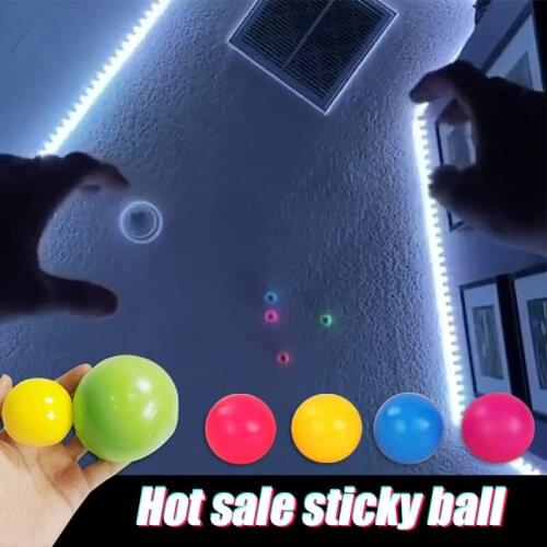 4Pcs Stick Wall Ball Stress Relief Toy Sticky Squash Ball Globbles Decompression Toy Sticky Target Ball Catch Throw Ball Kid Toy