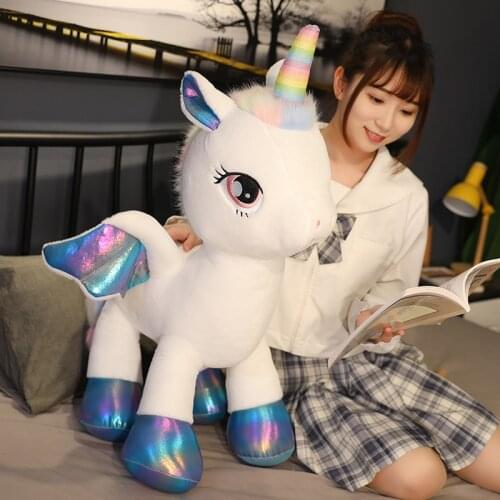 Kawaii Big Eyes Flying Unicorn Plush Toy Soft Colorful Horse Animal Plush Stuffed Doll Baby Girls Gift