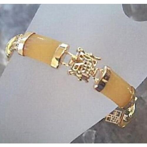 Fashion jewelry Yellow stone 18K Fortune Longevity Happiness Luck Link Clasp Bracelet Noble style Natural Fine j