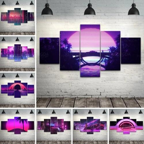 HD Print Modular Picture Canvas Tree Bridge Building Painting Poster For Living Room Landscape Home Decor Wall Art No Framework