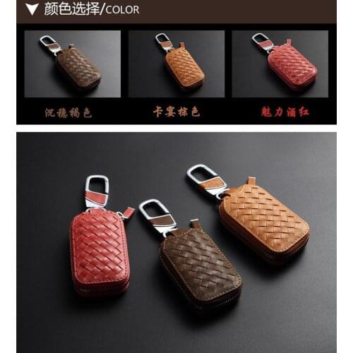 NEW Fashion Genuine Cow Leather Sennit Styling Car Auto Home Using Key Chain Keyrings Ring Case Holder Cover Wallet Bag Car Gift