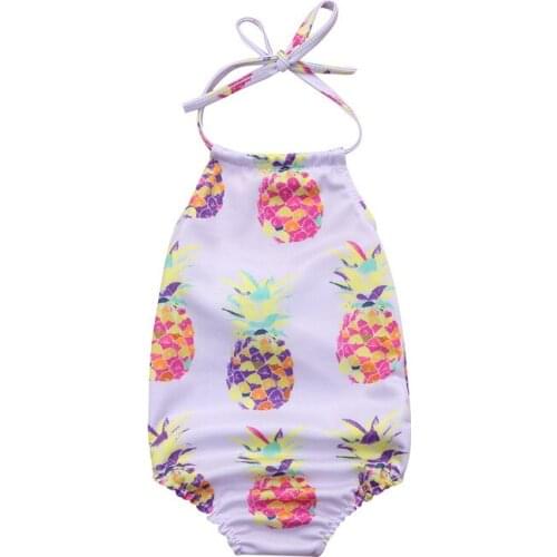 New Baby Child Kids Cute Summer Baby Girls Printing Fruit Pineapple Romper Halter Jumpsuit Sunsuit One Piece Bath Clothes Wear