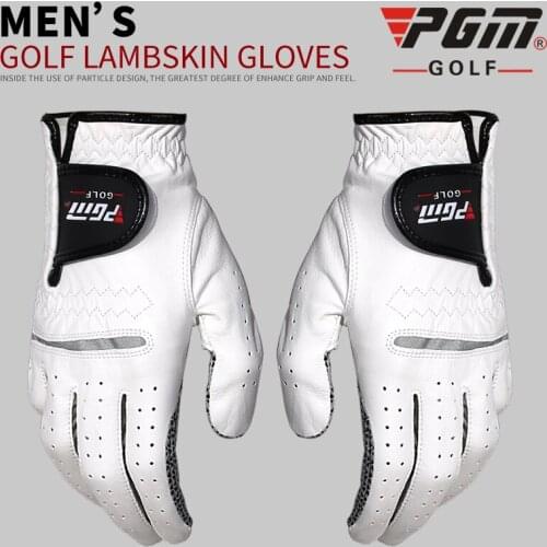 New PGM Golf Gloves Sheepskin Mens Sport Gloves Soft Breathable Lambskin Accessories Have Left & Right Hands Non-slip Particles