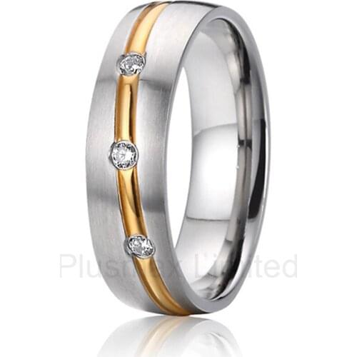 2016 OEM/ODM nice 3 cz bezel setting gold color engagement wedding rings