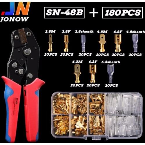 2.8/4.8/6.3mm Spade Crimp Terminals Connector Electrical Wire Connectors Golden Box Universal Sheath Spring Plug Crimping Tool
