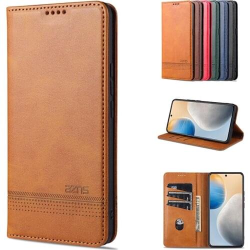 Solid color Wallet Card Slot Flip Case For VIVO X60 X50 X30 S10 S9 S9E S7 S7E S6 Pro iQOO U1 U1X U3 Z3 Shockproof Magnetic Cases