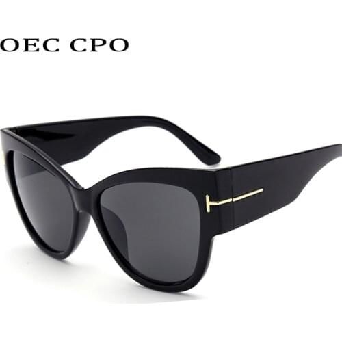 OEC CPO Vintage Cat Eye Sunglasses Women Brand Designer Black Sun Glasses For Women Fashion Sunglass Fashion oculos O120