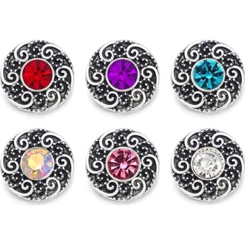 Wholesale w399 Crystal 3D 18mm 20mm Metal Snap Button For Bracelet Necklace Interchangeable Jewelry Women Accessorie Findings