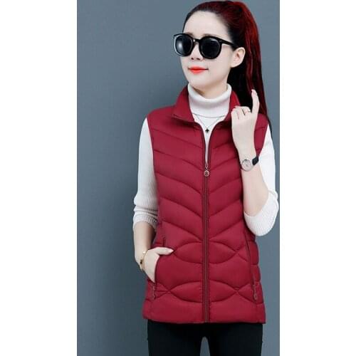 2021 Autumn Winter Women Solid color Vest Stand Collar Vest Cotton Jacket Women Windproof Warm Waistcoat