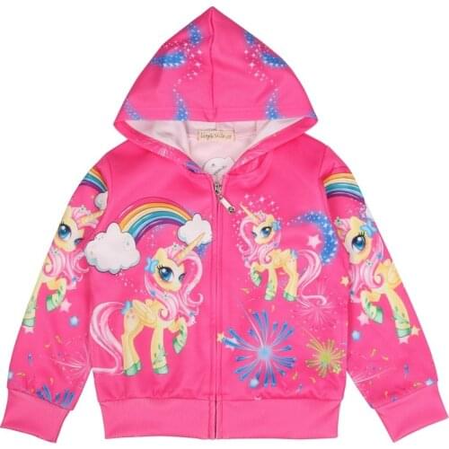 Little pony coats girls clothes kids clothes my moana kids jackets for girls unicorn horse winter zipper cardigan Coat Hooded