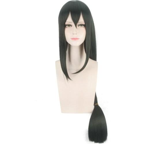 My Hero Academia Asui Tsuyu Cosplay Wigs Long Straight Wig 80cm Baku no Hero Costume Props Cos Dark Green Wig