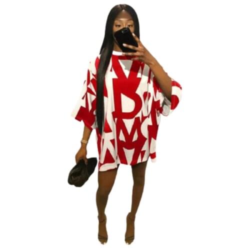 Printed Loose Round Neck Dress Women 2021 Summer New Casual Three-Quarter Sleeve Streetwear Dresses Female Short Dress Hot Sale