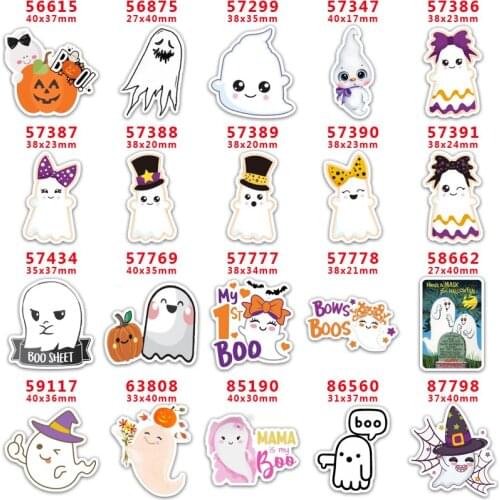 DIY Craft Supplies Sewing Accessories Cartoon Halloween Ghost Printed Planar Resins Mold 10 Pieces. PR-56615