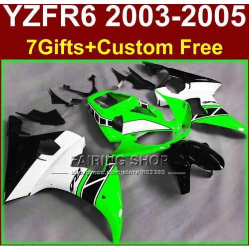 R6 custom fairing parts for YAMAHA r6 green white Motorcycle fairings sets 03 04 05 YZF R6 2003 2004 2005 fairing kits GU7D