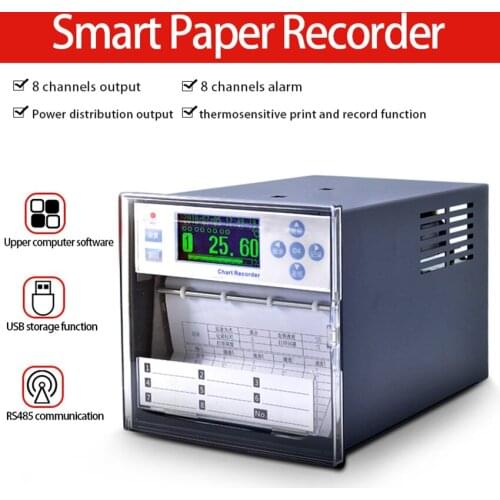 Paper Recorder For Temperature Pressure Humidity Current Voltage Curv Printing Integrated Recorder Data Logger 1~8 Channels
