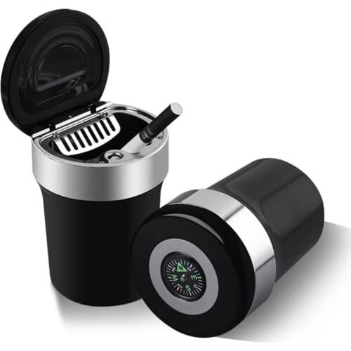 Easy Clean Up Detachable Car Ashtray with Lid Compass LED Light Removable Lighter Car Cup Holder Automotive Interior Supplies