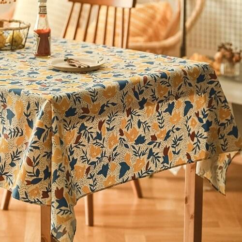 Vintage Pastoral Style Tablecloth Cotton Linen Fabric Pu Waterproof Oil-Proof Disposable Dining Table Cushion Tablecloth Table