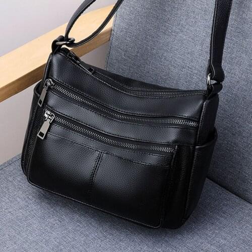 Real Cowhide Leather Shoulder Bag Luxury Designer Famous Brand Women Leather Handbag bolsa feminina de ombro Black Womens bag